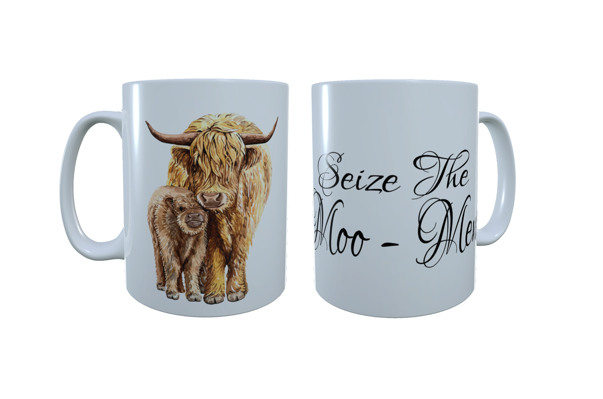 Highland Cow Ceramic Mug, Baby Highland Cow & Mum Mug, Cow Latte